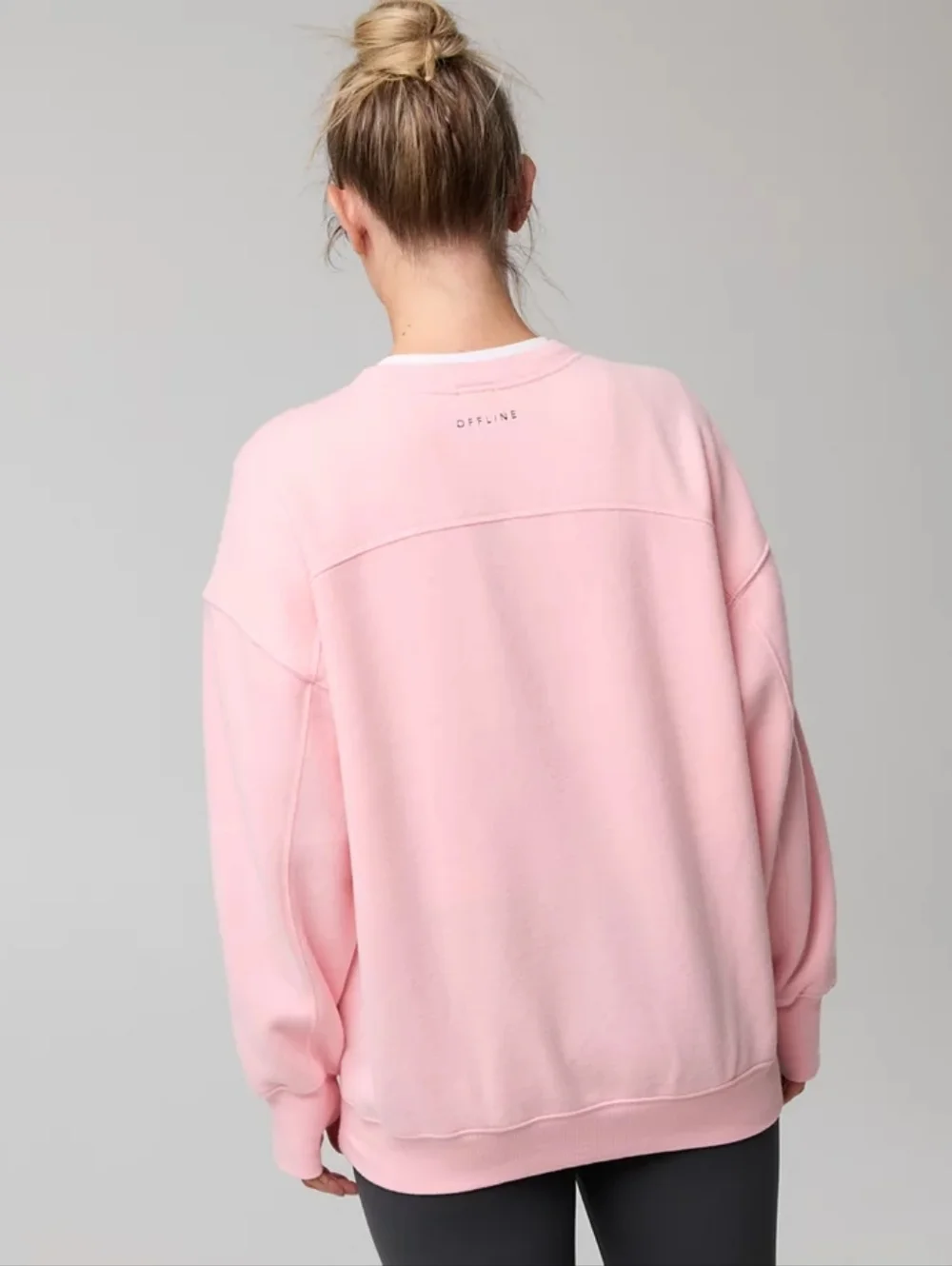 OFFLINE By Aerie Cloud Fleece Oversized Crewneck Sweatshirt, Club Pink Size XXS - Picture 3 of 11